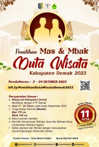 Read more about the article Pemilihan Mas dan Mbak Duta Wisata Kabupaten Demak 2023
