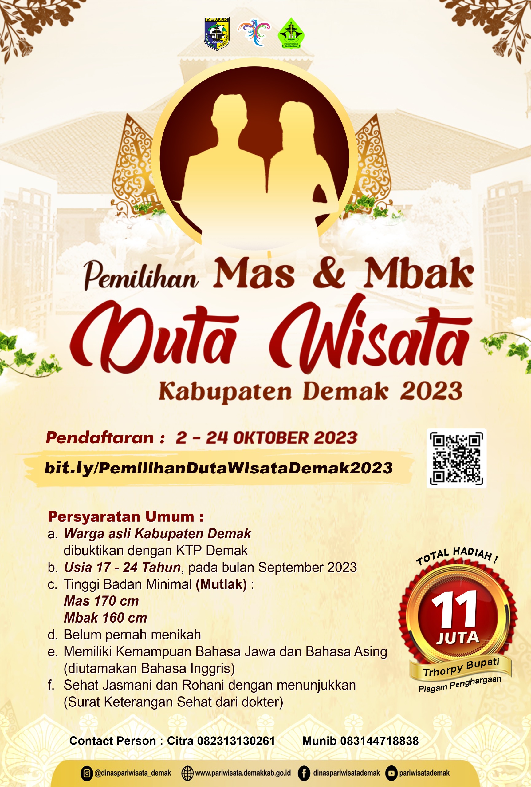 You are currently viewing Pemilihan Mas dan Mbak Duta Wisata Kabupaten Demak 2023
